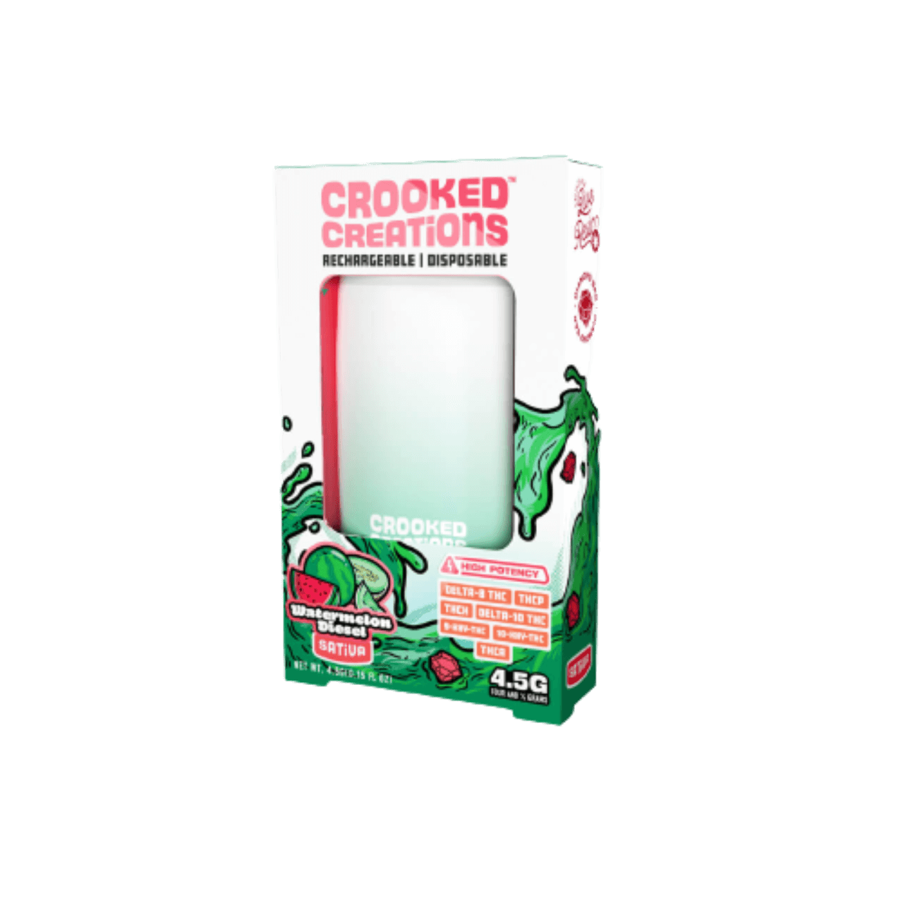 Crooked Creations High Potency Delta-8 Delta-10 THC-A THC-P THC-H THC 9-Hxy 10-Hxy Disposable 4.5G