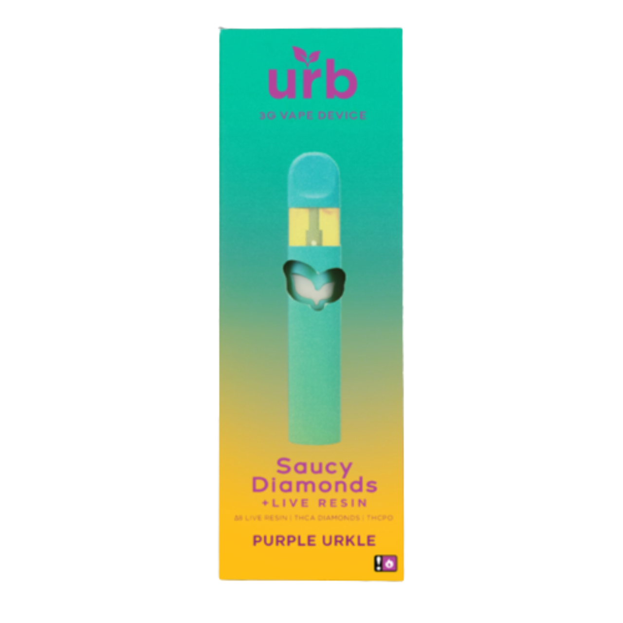 URB Saucy Diamonds Live Resin D8 THC-A THCPO 3G Disposable
