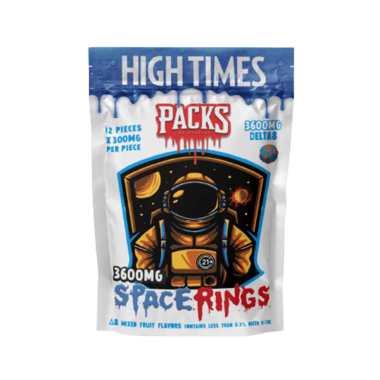 Packs High Times Delta 8 3600MG Mixed Fruit Space Rings -(12 pcs per pack)