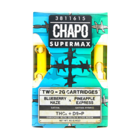 Chapo SuperMax Duo THC A Delta 9 Delta 8 Live Resin 2G Cartridge (Pack of 2)