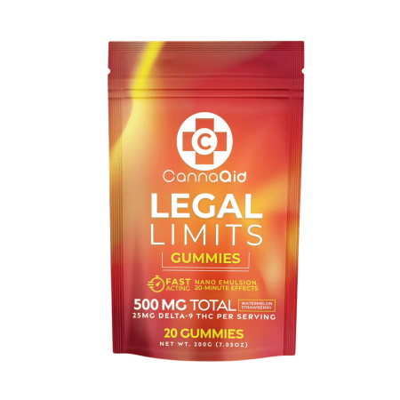 CannaAid Legal Limits D9 THC 500MG Gummies Variety Flavor Mix